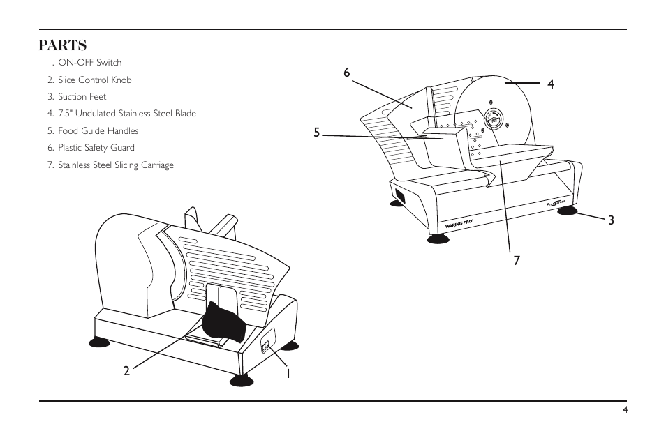 Parts | Waring FS150 User Manual | Page 5 / 8