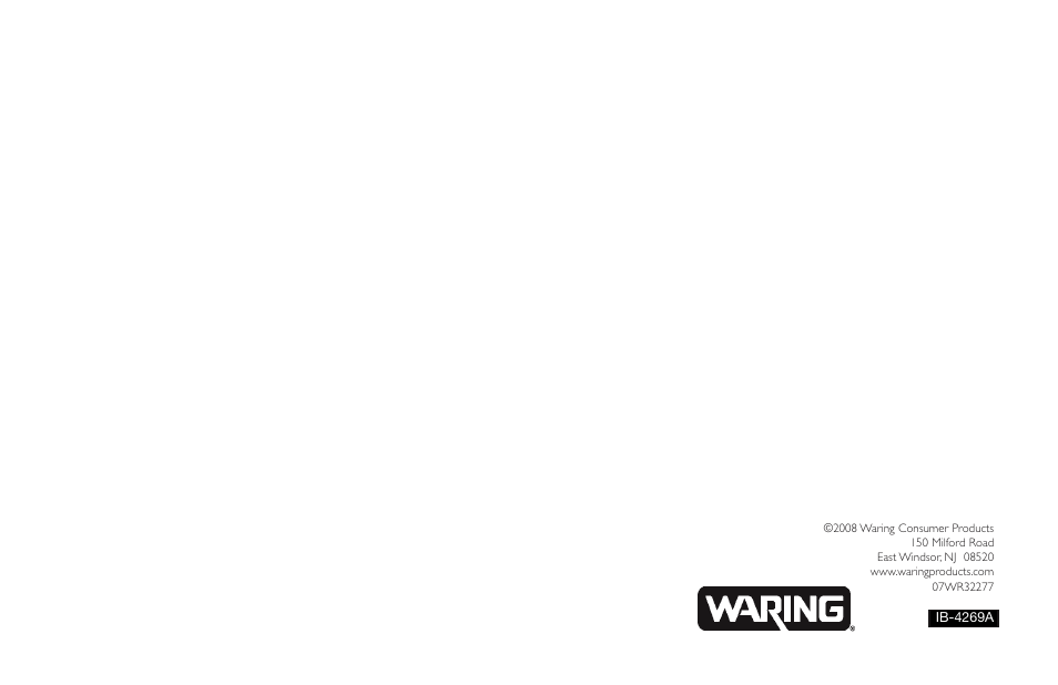 Waring FS150 User Manual | Page 8 / 8