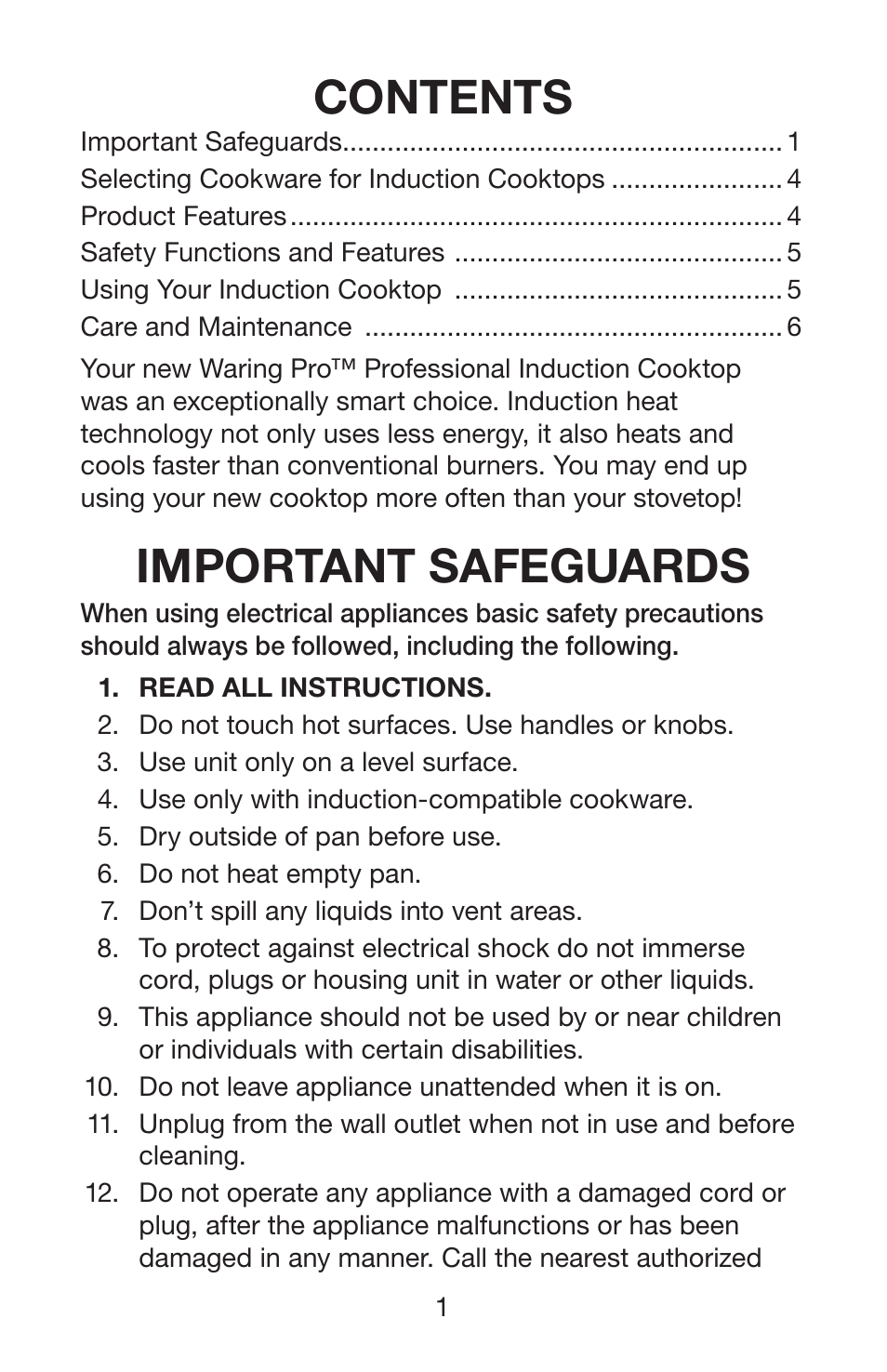 Waring ICT100 User Manual | Page 2 / 8