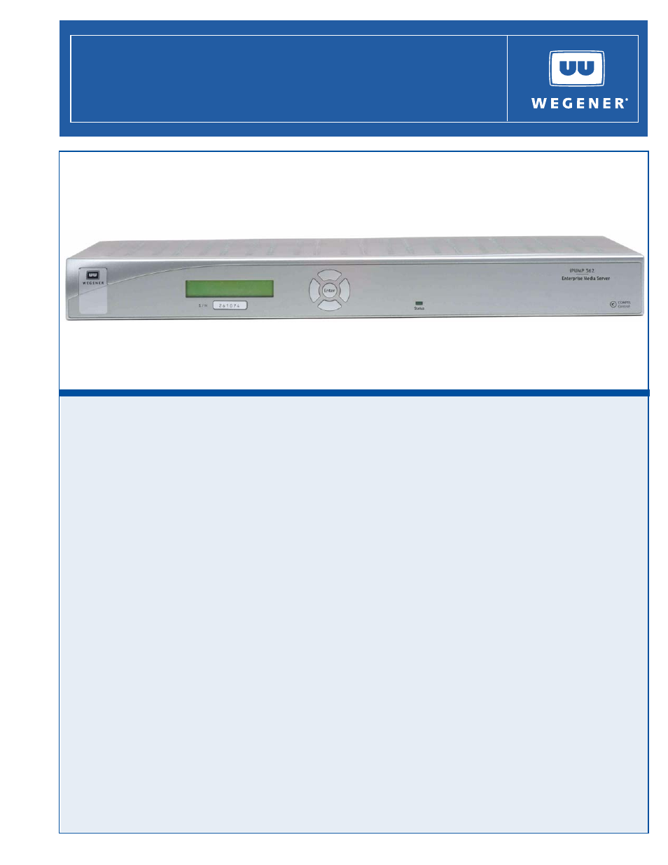 Wegener Communications IPUMP 562 User Manual | 68 pages