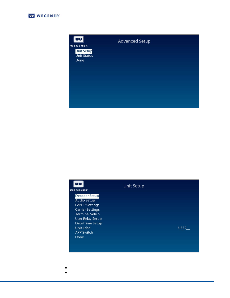 Unit setup screen, Figure 3.11, Figure 3.12 | Wegener Communications IPUMP 562 User Manual | Page 33 / 68