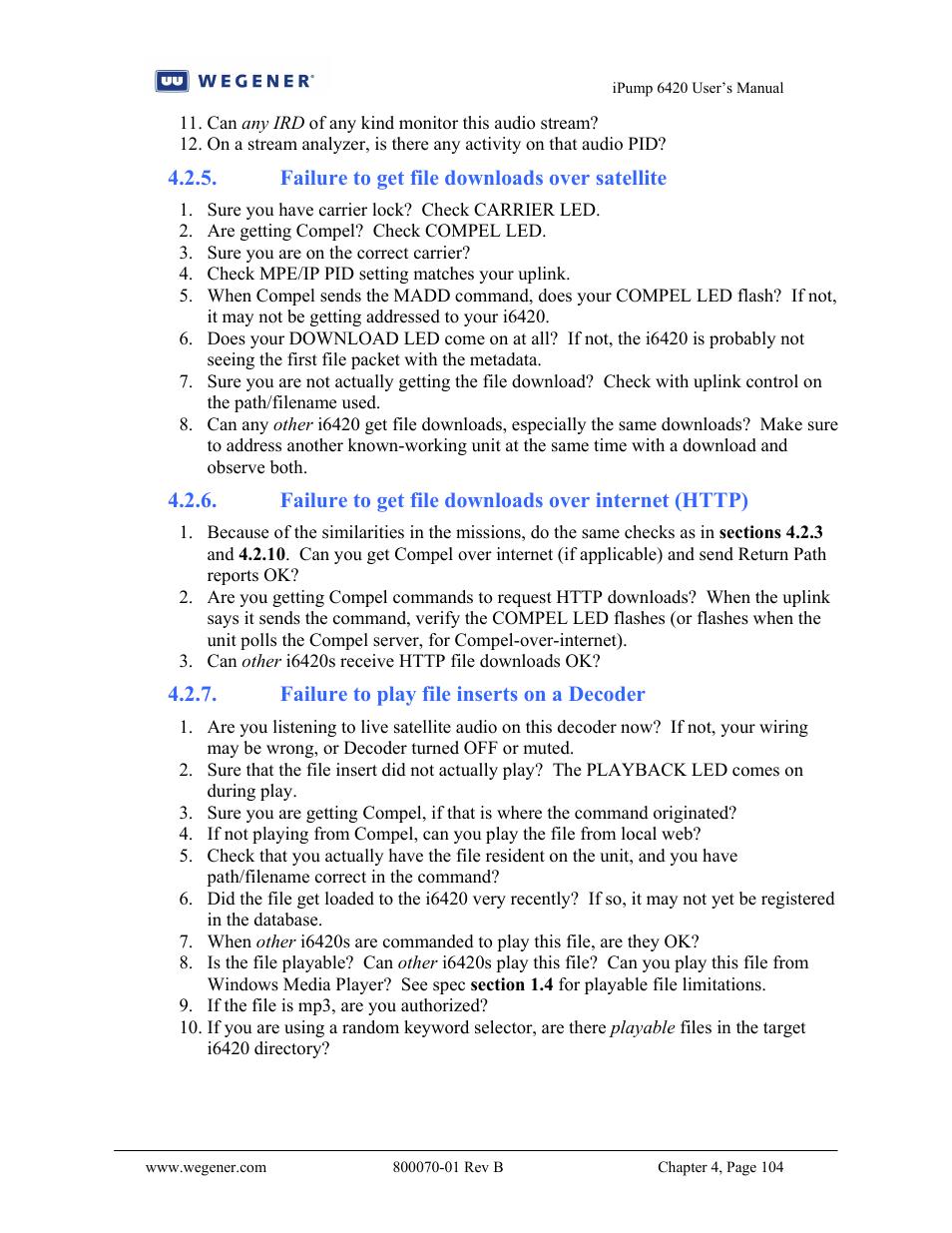 Wegener Communications 6420 User Manual | Page 108 / 135