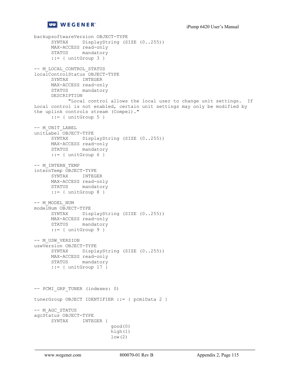Wegener Communications 6420 User Manual | Page 119 / 135