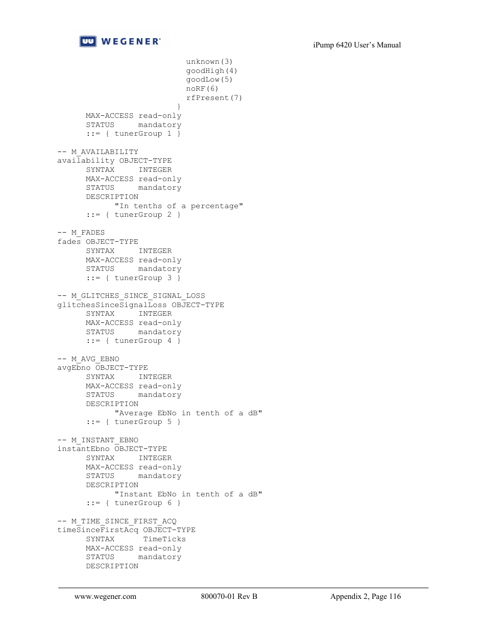 Wegener Communications 6420 User Manual | Page 120 / 135