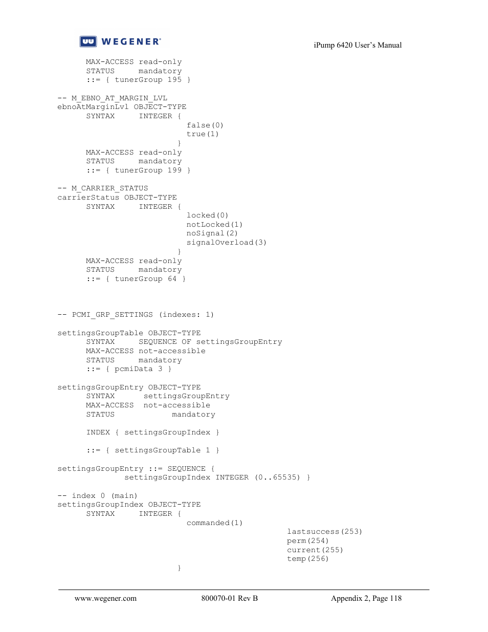 Wegener Communications 6420 User Manual | Page 122 / 135