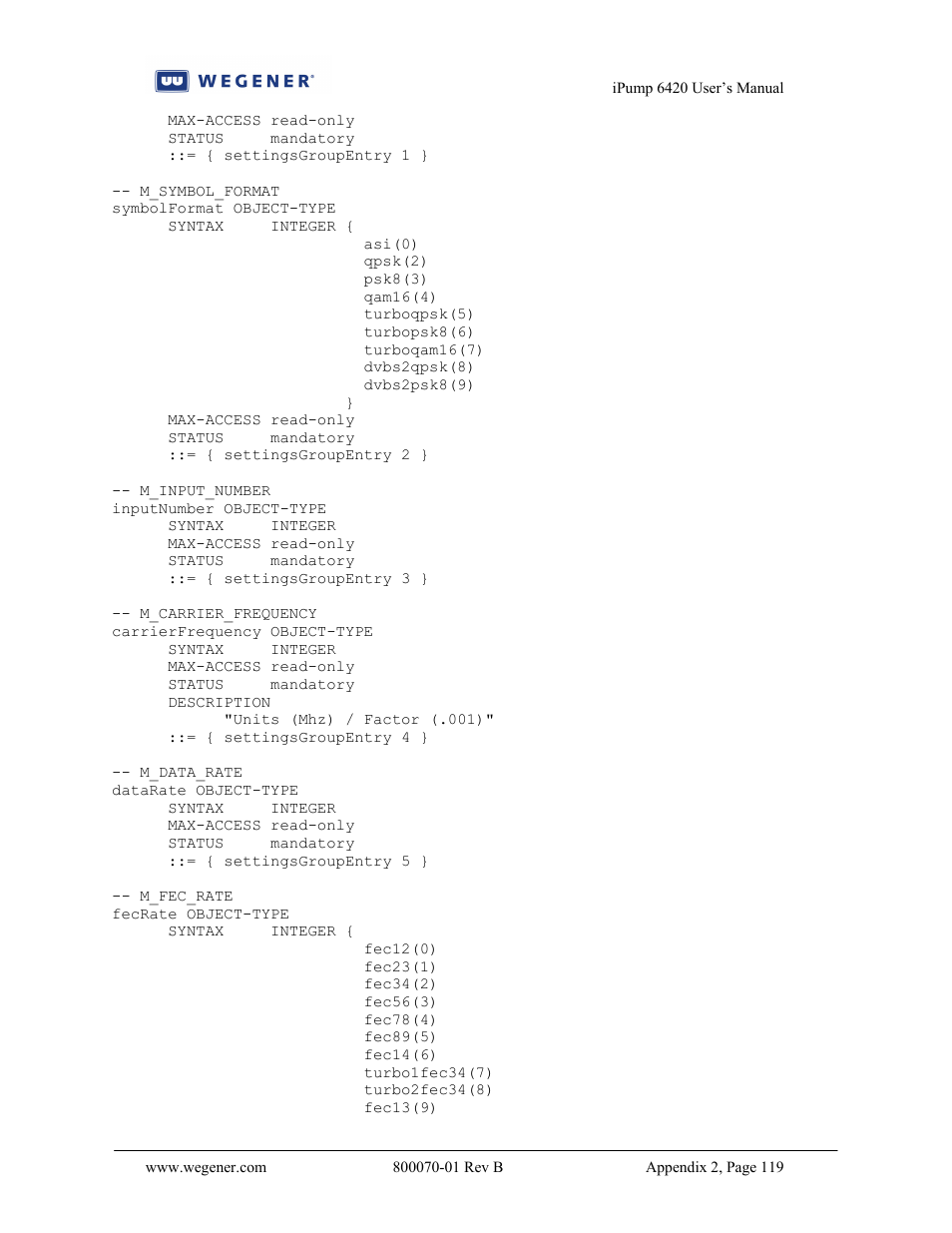 Wegener Communications 6420 User Manual | Page 123 / 135