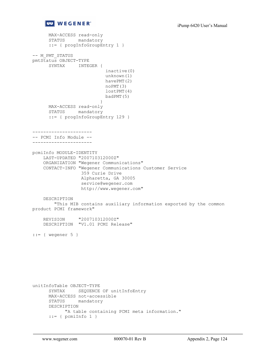 Wegener Communications 6420 User Manual | Page 128 / 135