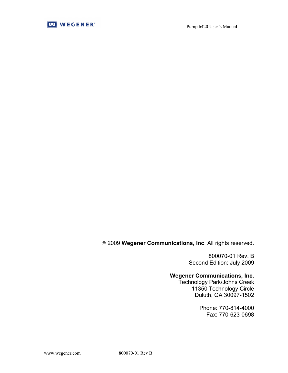 Wegener Communications 6420 User Manual | Page 135 / 135