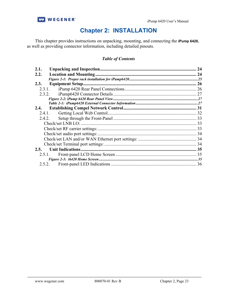 Chapter 2: installation | Wegener Communications 6420 User Manual | Page 27 / 135