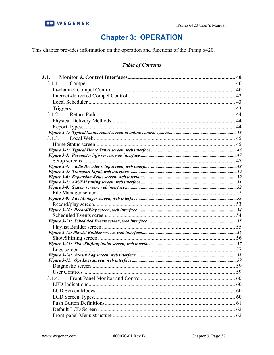 Chapter 3: operation | Wegener Communications 6420 User Manual | Page 41 / 135