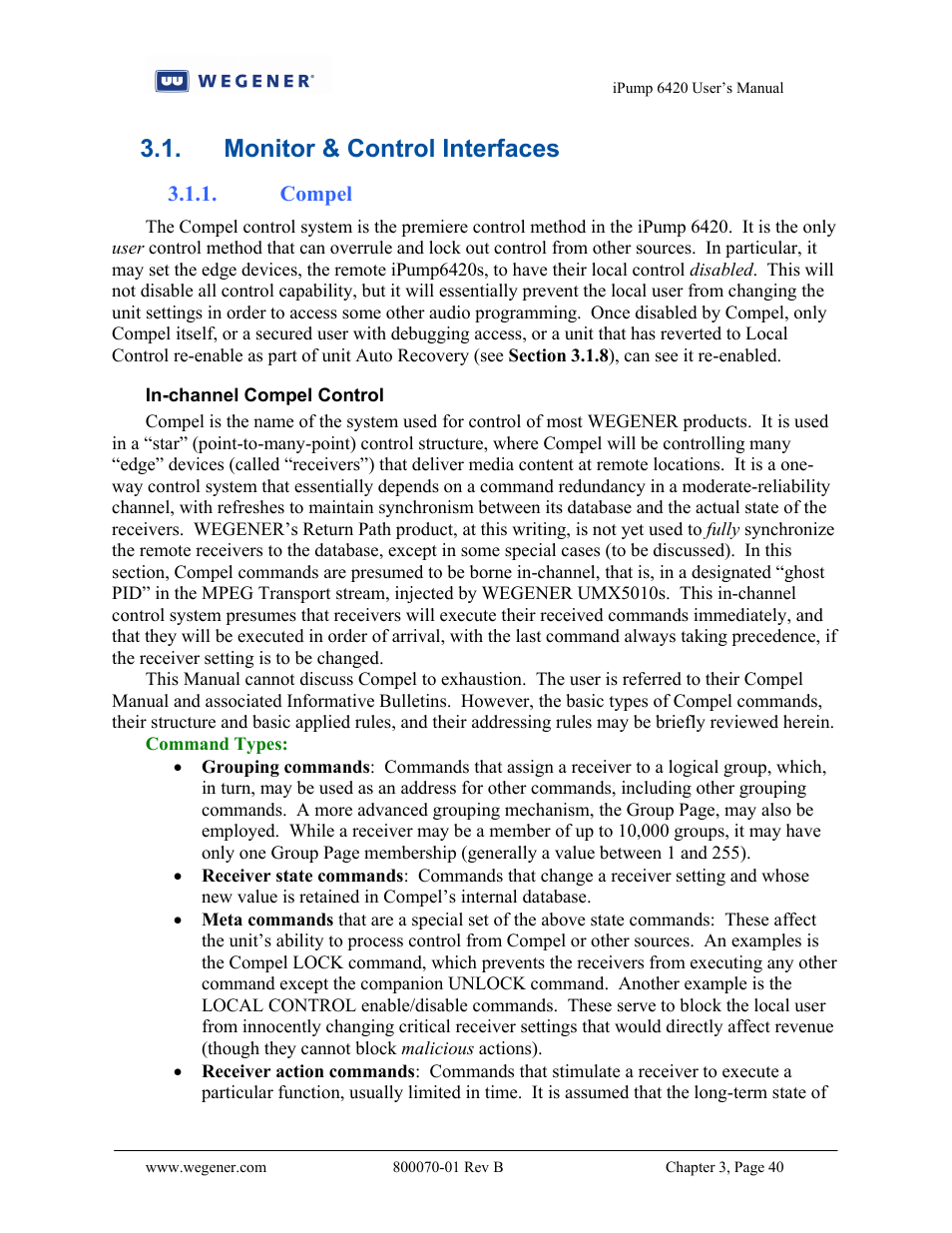 Monitor & control interfaces | Wegener Communications 6420 User Manual | Page 44 / 135