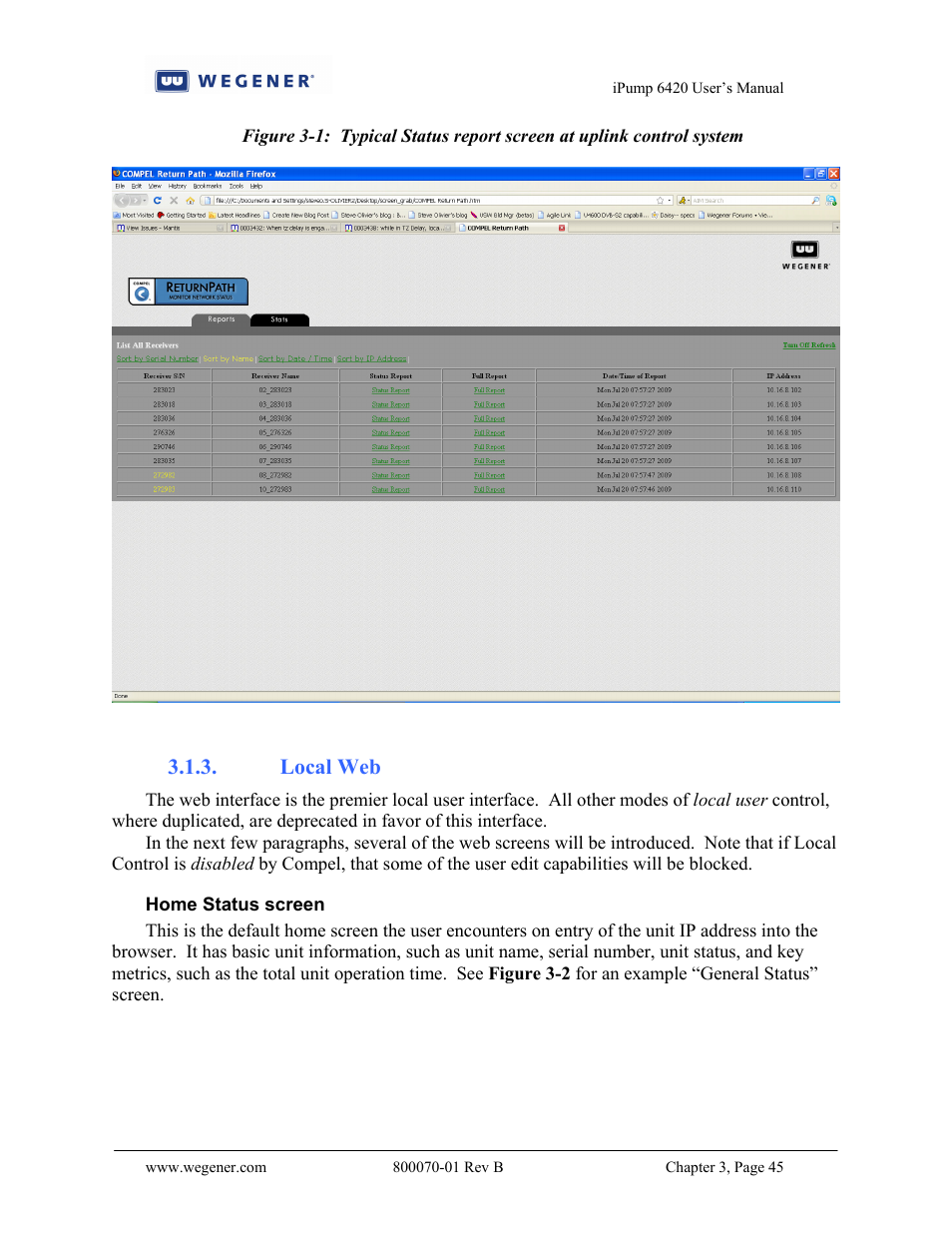 Local web | Wegener Communications 6420 User Manual | Page 49 / 135