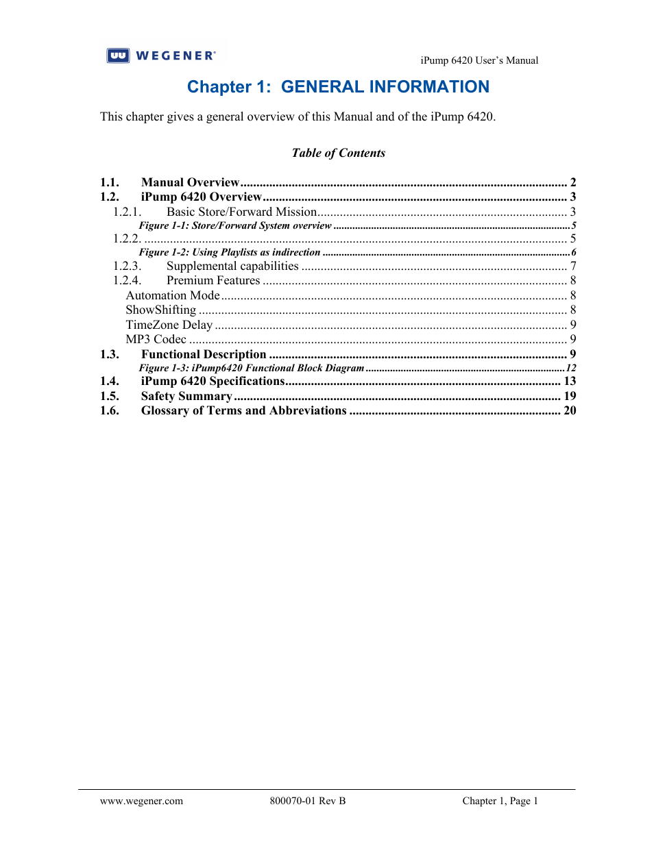 Chapter 1: general information | Wegener Communications 6420 User Manual | Page 5 / 135