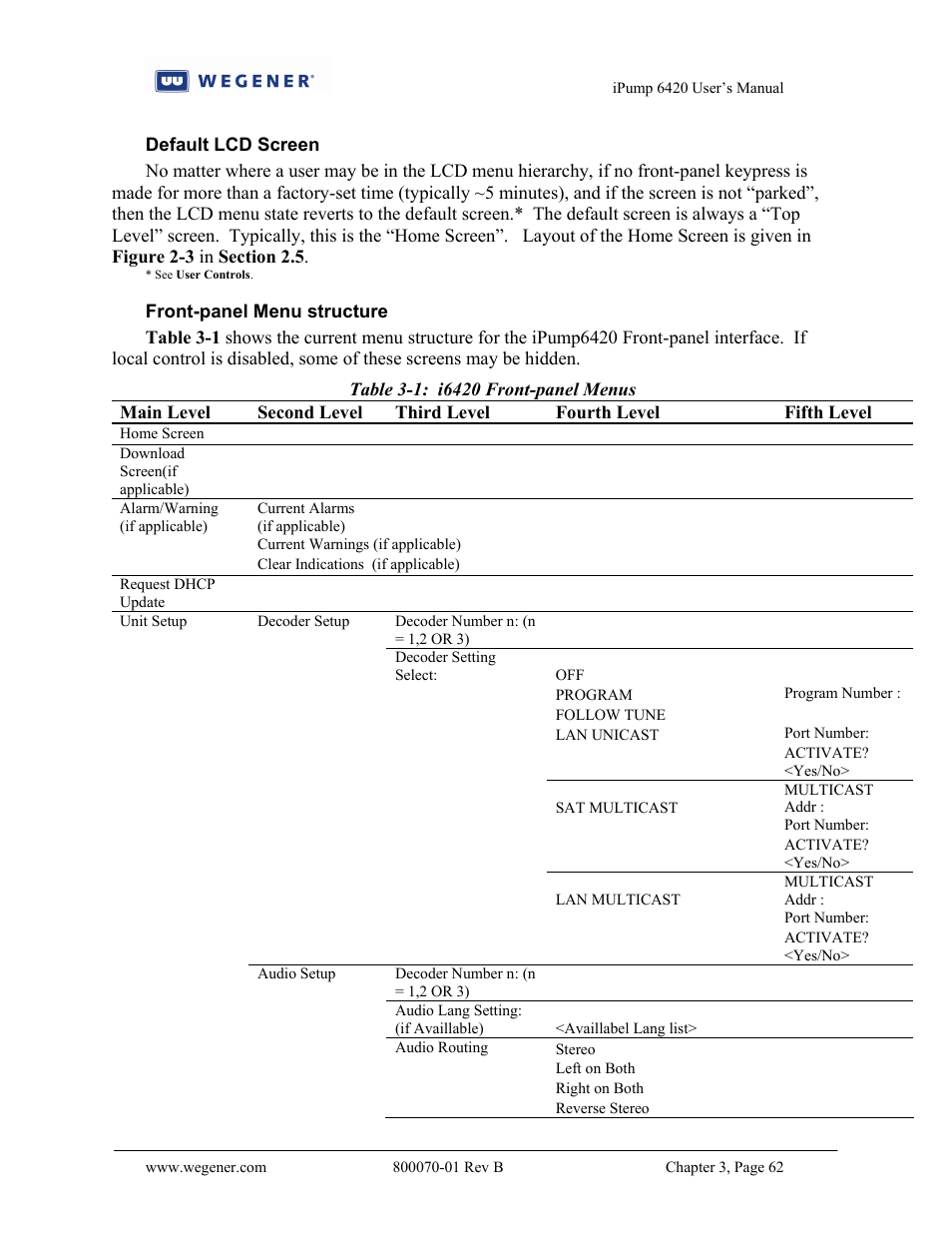 Wegener Communications 6420 User Manual | Page 66 / 135