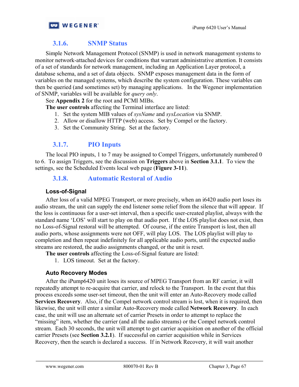 Wegener Communications 6420 User Manual | Page 71 / 135