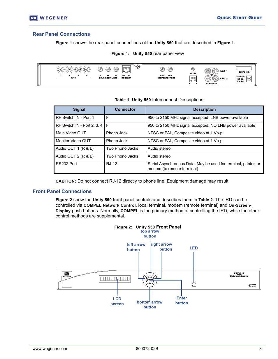 Wegener Communications UNITY 550 User Manual | Page 3 / 7