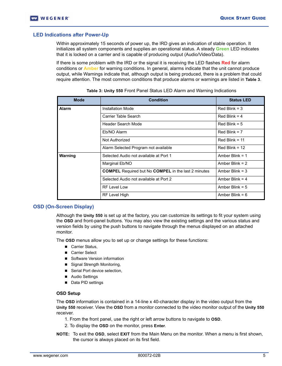 Wegener Communications UNITY 550 User Manual | Page 5 / 7