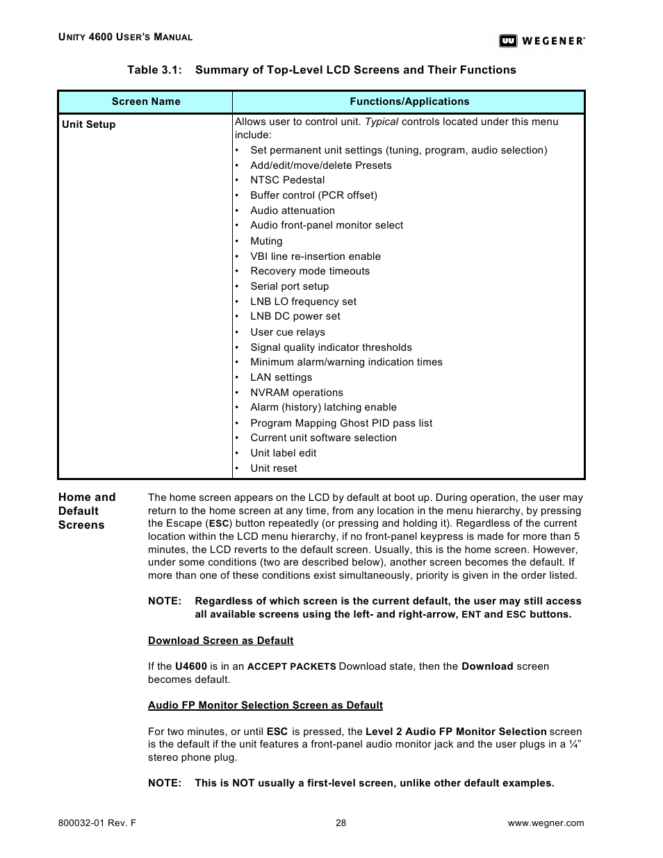 Wegener Communications UNITY 4600 User Manual | Page 36 / 70