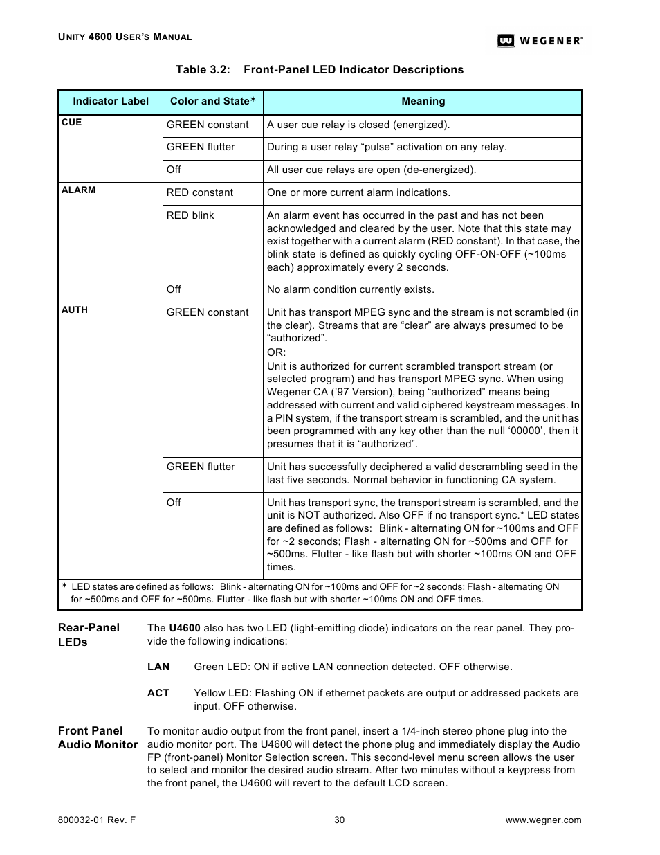 Wegener Communications UNITY 4600 User Manual | Page 38 / 70