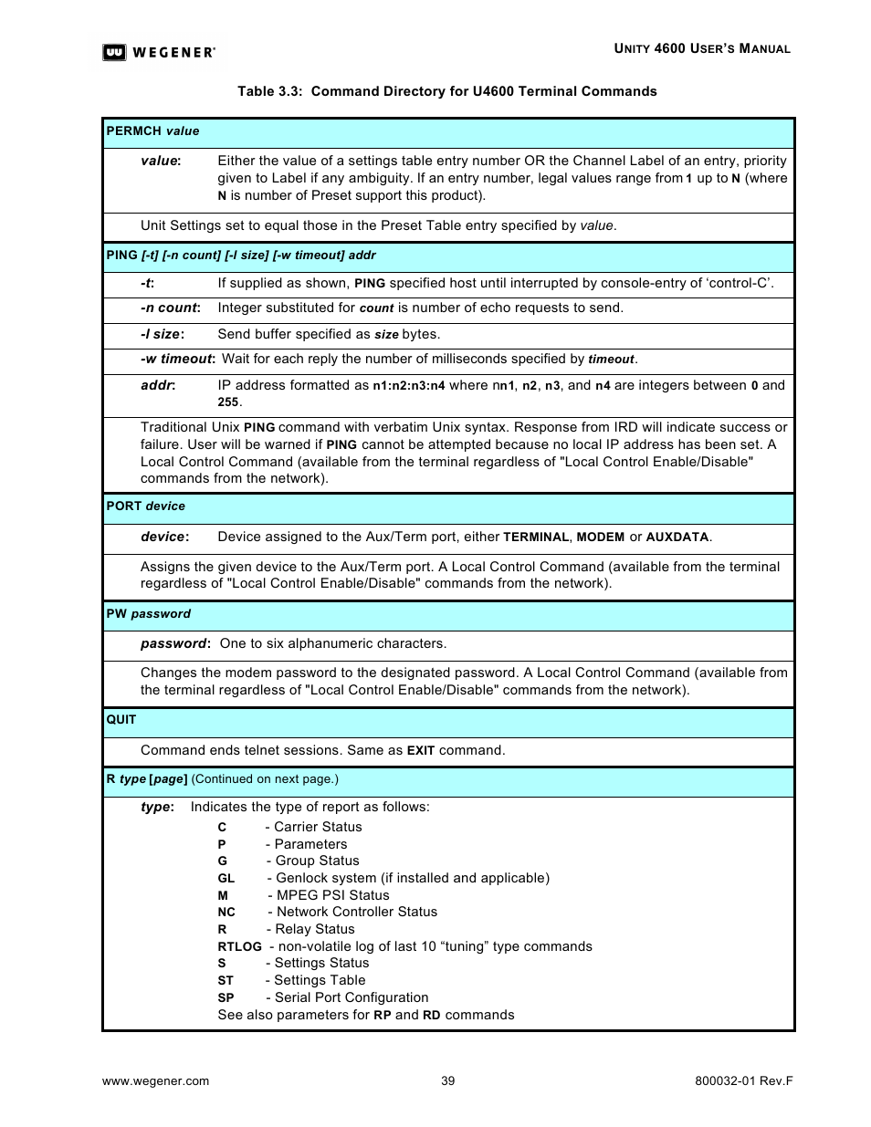 Wegener Communications UNITY 4600 User Manual | Page 47 / 70