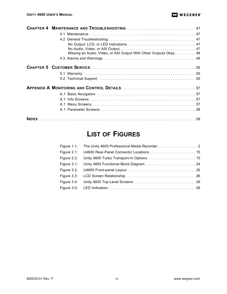 Igures | Wegener Communications UNITY 4600 User Manual | Page 6 / 70