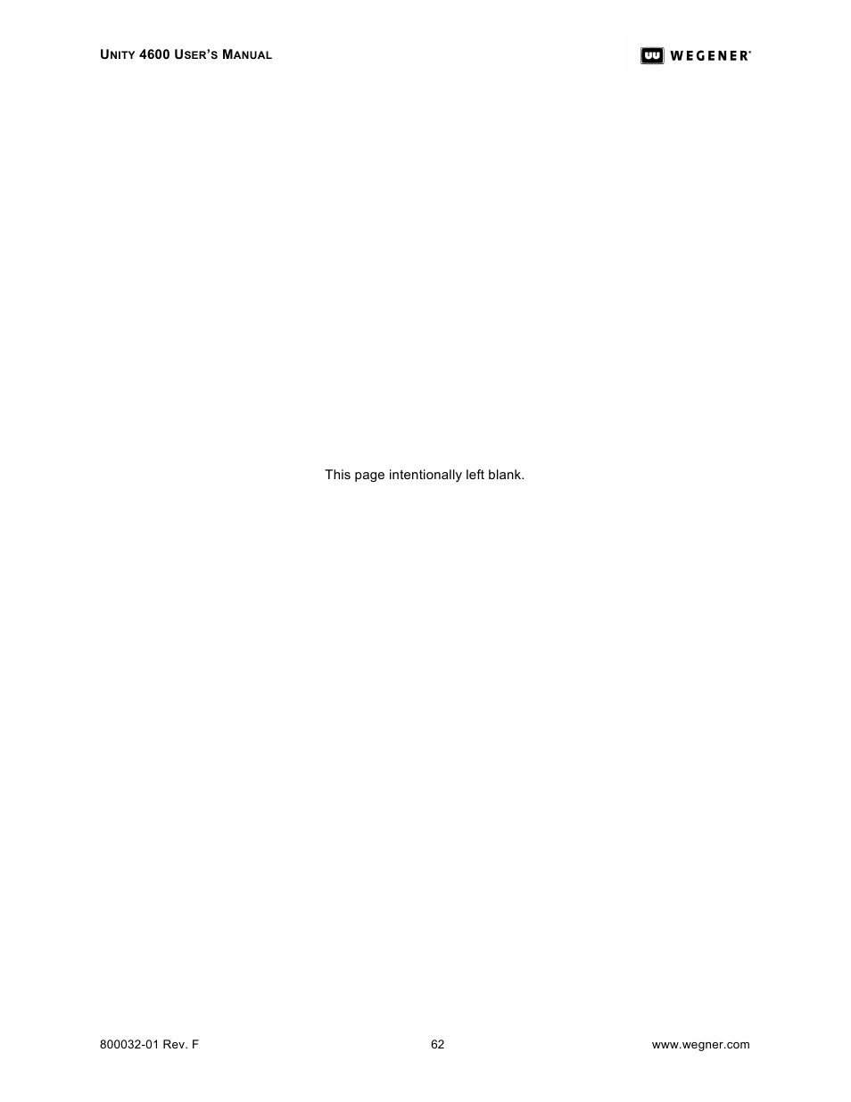 Wegener Communications UNITY 4600 User Manual | Page 70 / 70