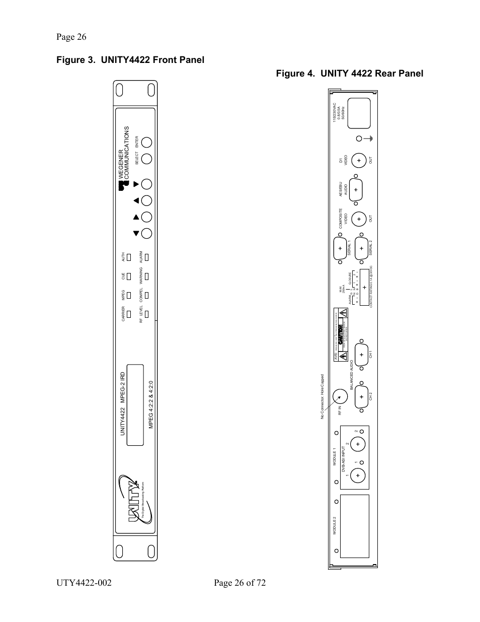 Igure, Unity4422 f, Ront | Anel, Unity 4422 r, Communications, Wegener | Wegener Communications 4422 User Manual | Page 26 / 72