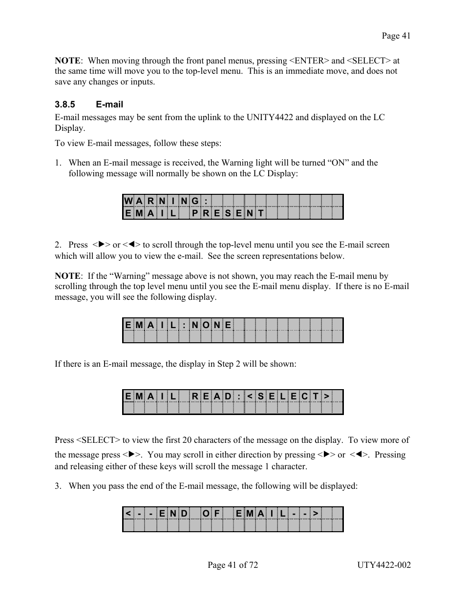 E-mail, Mail | Wegener Communications 4422 User Manual | Page 41 / 72