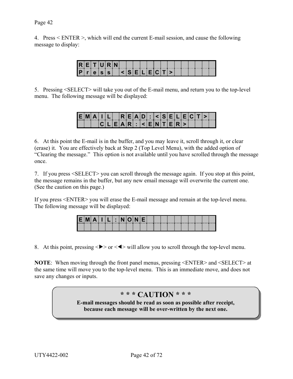 Caution | Wegener Communications 4422 User Manual | Page 42 / 72