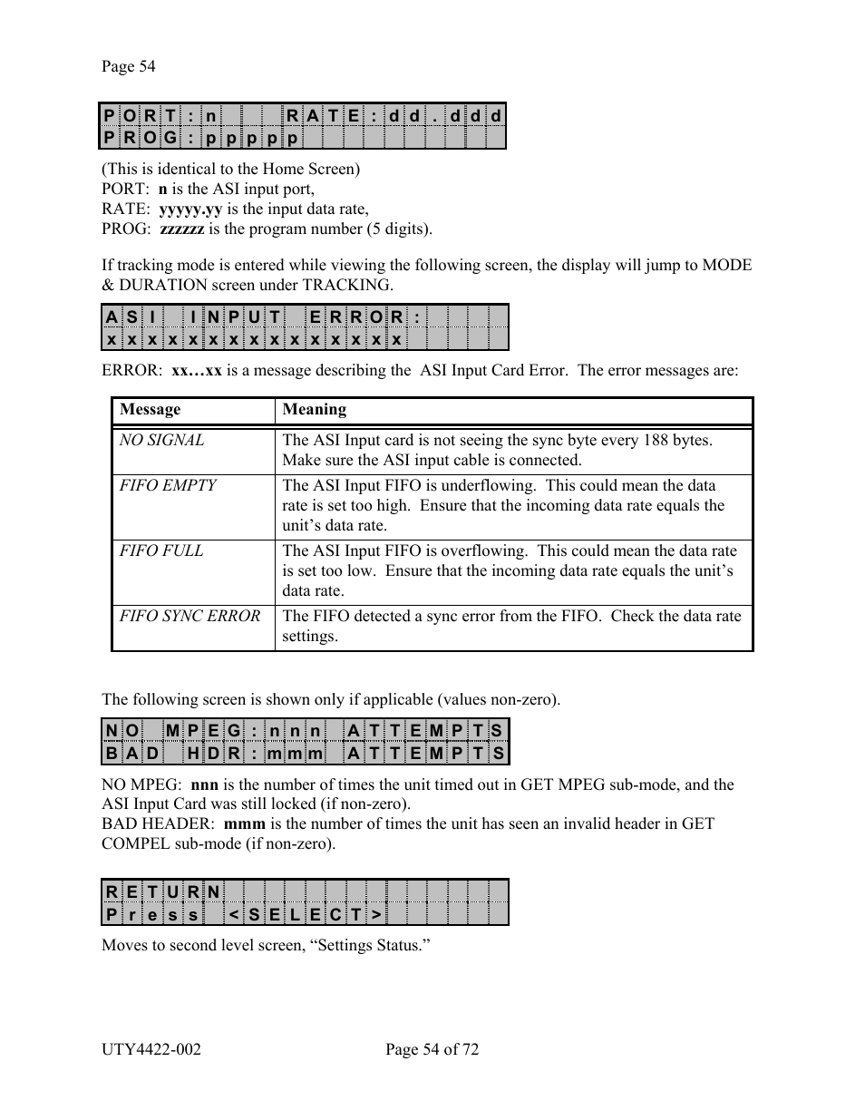 Wegener Communications 4422 User Manual | Page 54 / 72