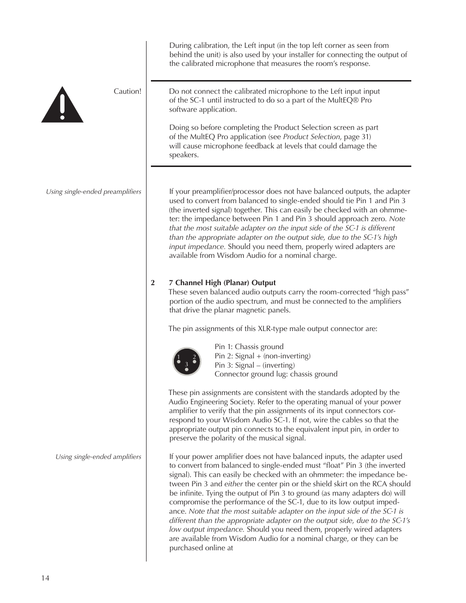 Wisdom Audio Wisdom & Sage Series SC-1 User Manual | Page 14 / 52