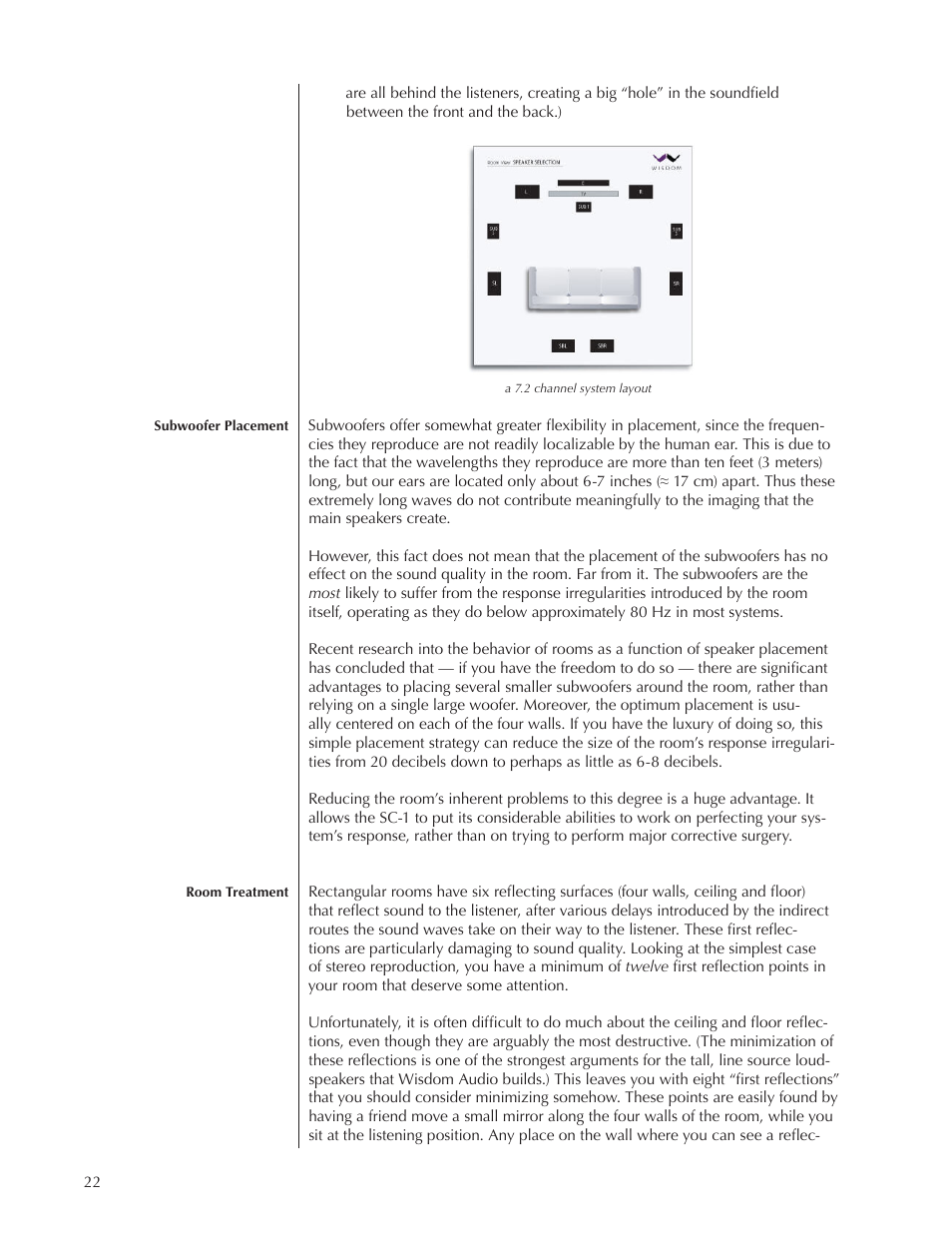 Wisdom Audio Wisdom & Sage Series SC-1 User Manual | Page 22 / 52