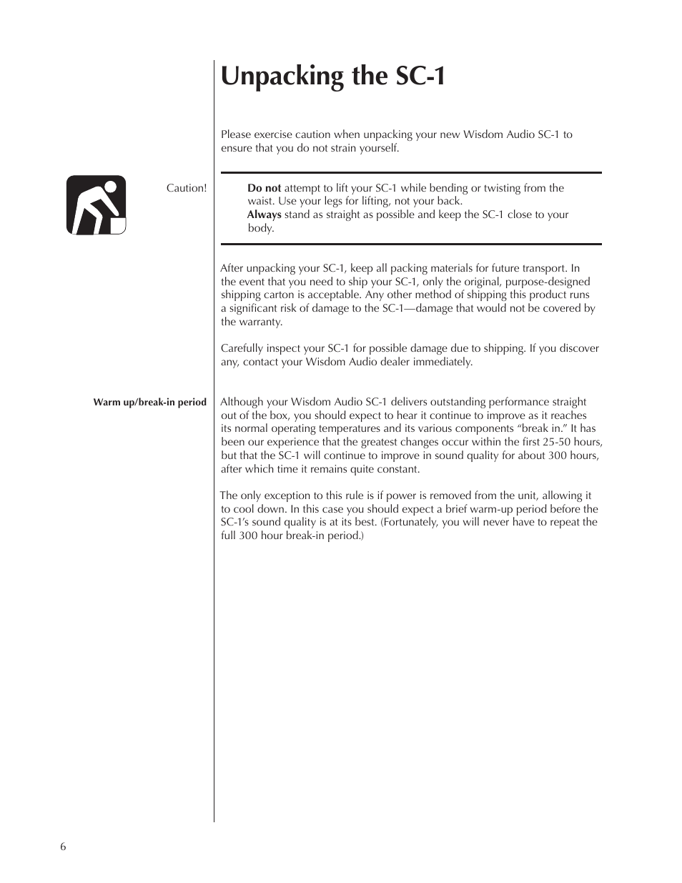 Unpacking the sc-1 | Wisdom Audio Wisdom & Sage Series SC-1 User Manual | Page 6 / 52