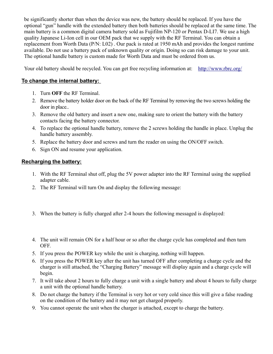 Worth Data RF Terminal 7000 User Manual | Page 10 / 103