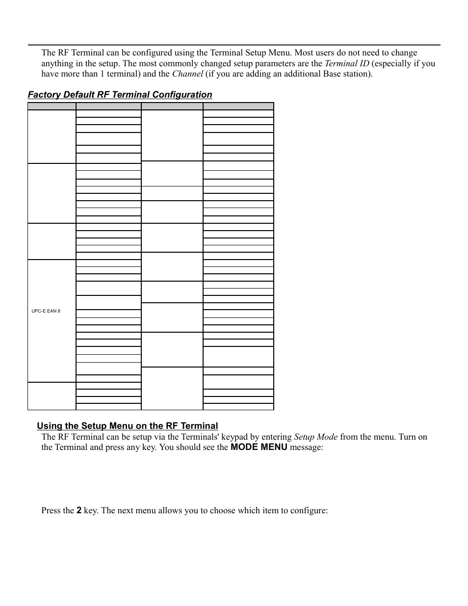 Rf system setup | Worth Data RF Terminal 7000 User Manual | Page 14 / 103