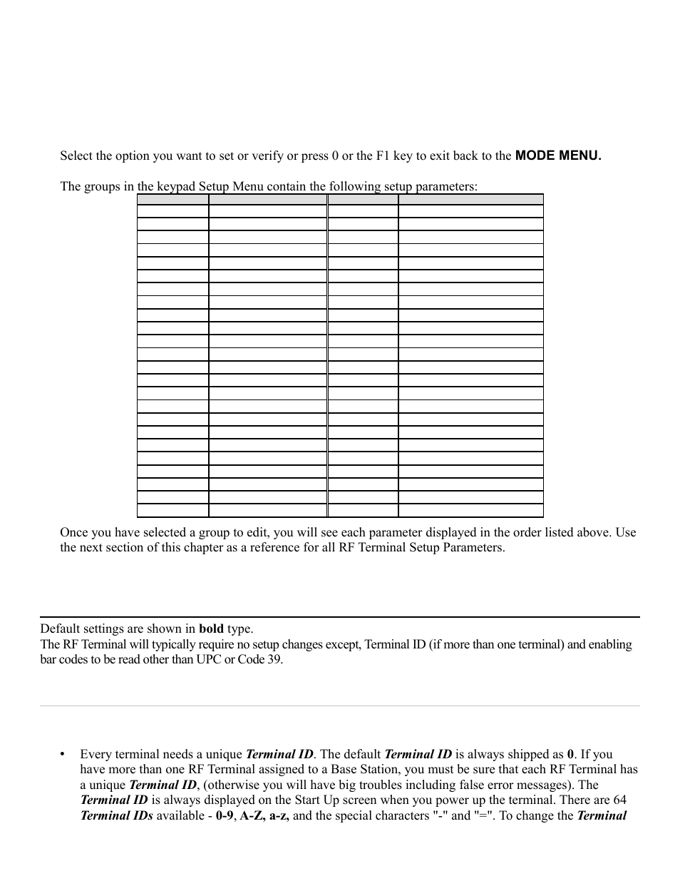 Rf configuration | Worth Data RF Terminal 7000 User Manual | Page 15 / 103