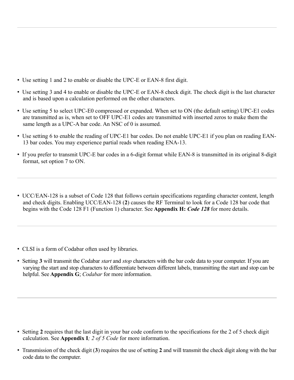 Upc-e / ean-8 options | Worth Data RF Terminal 7000 User Manual | Page 19 / 103