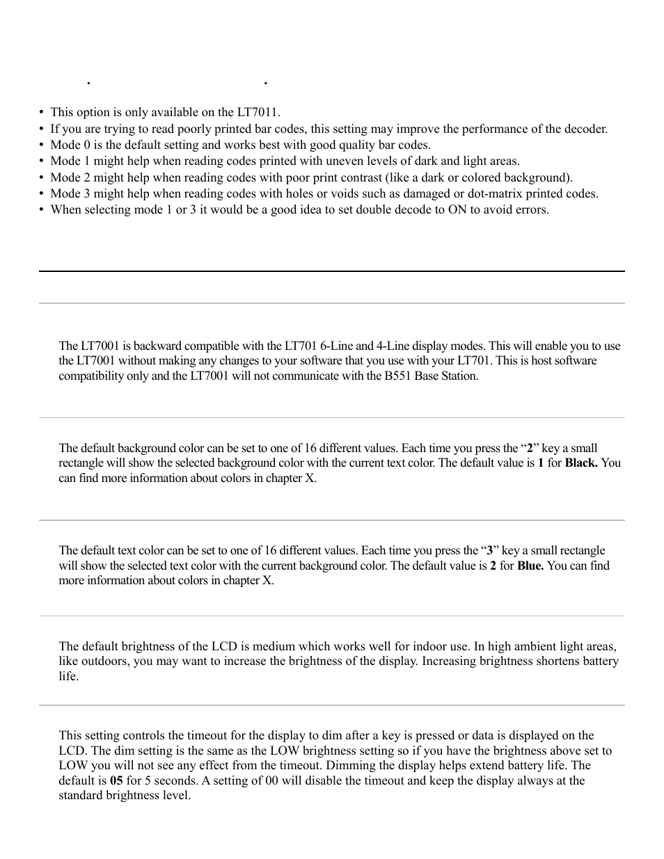 Lcd options | Worth Data RF Terminal 7000 User Manual | Page 25 / 103