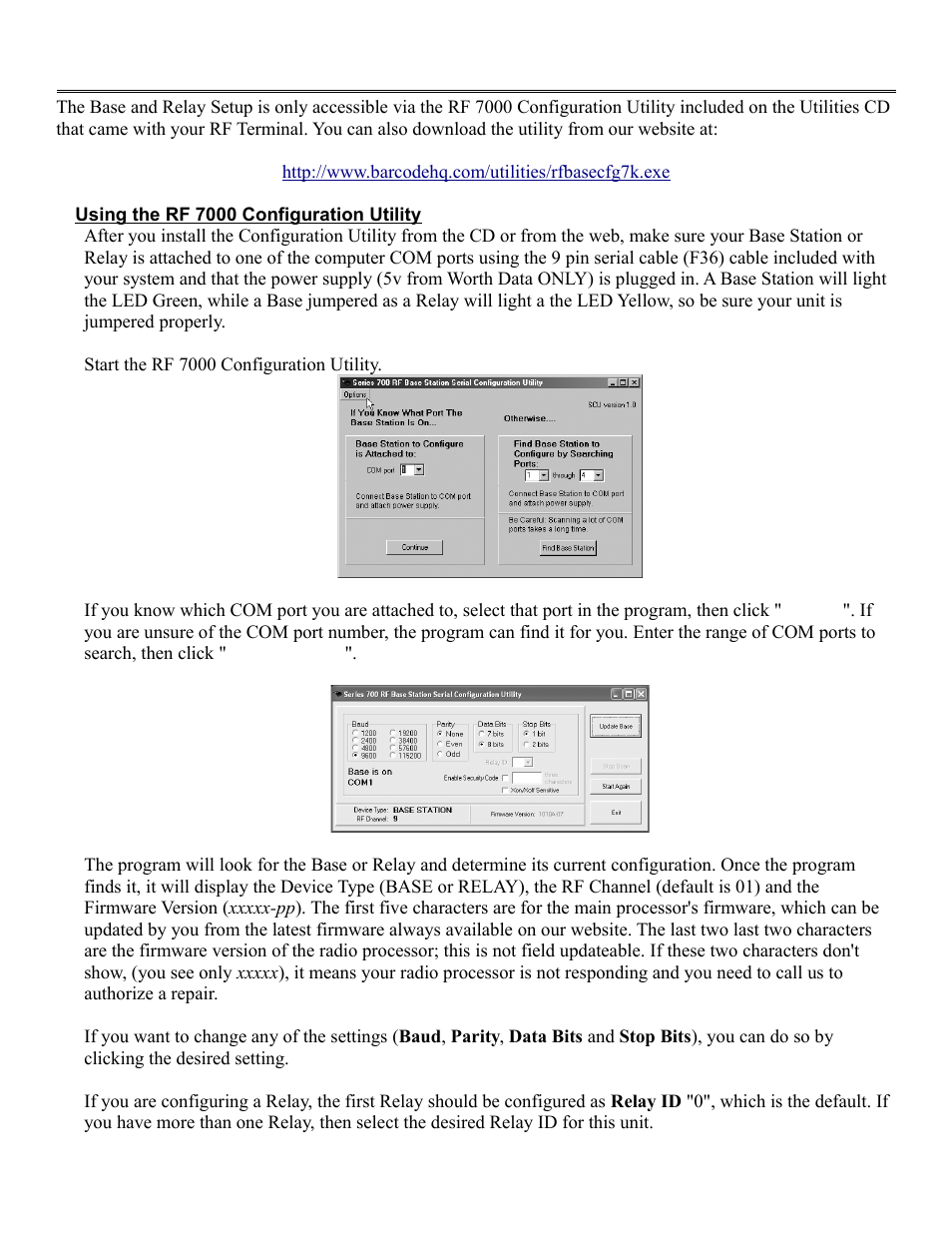 Base and relay setup | Worth Data RF Terminal 7000 User Manual | Page 30 / 103