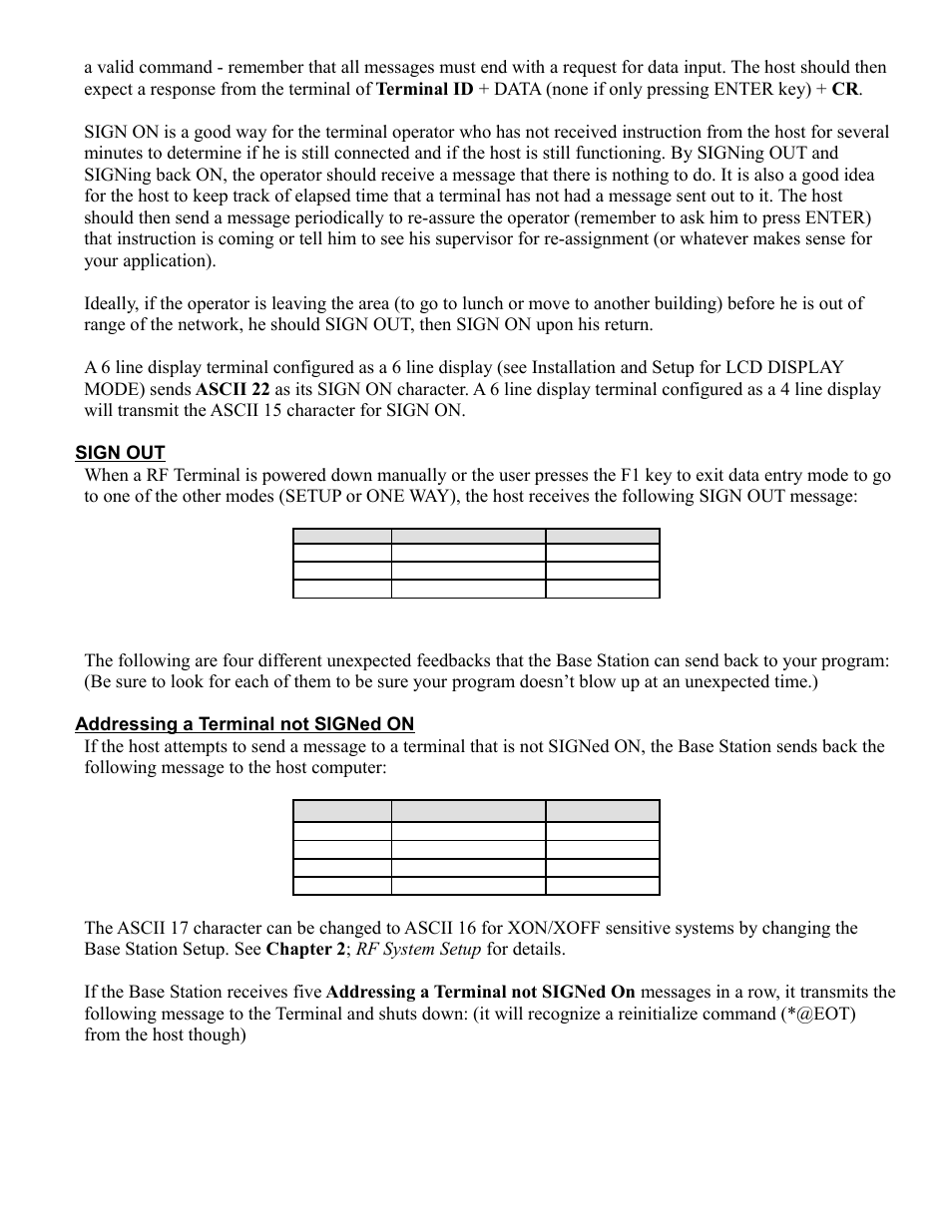 Base station error feedback | Worth Data RF Terminal 7000 User Manual | Page 49 / 103