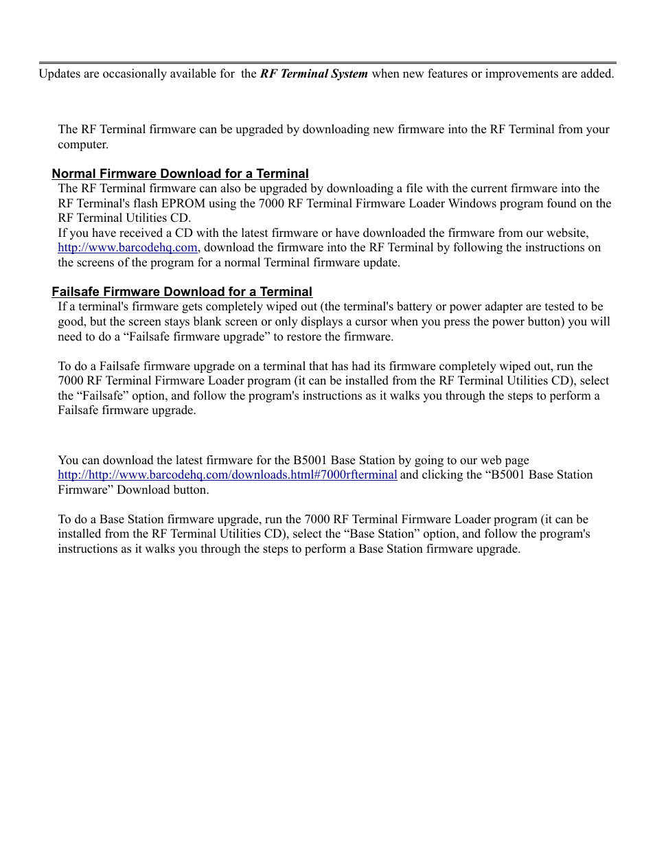 Firmware upgrades | Worth Data RF Terminal 7000 User Manual | Page 86 / 103