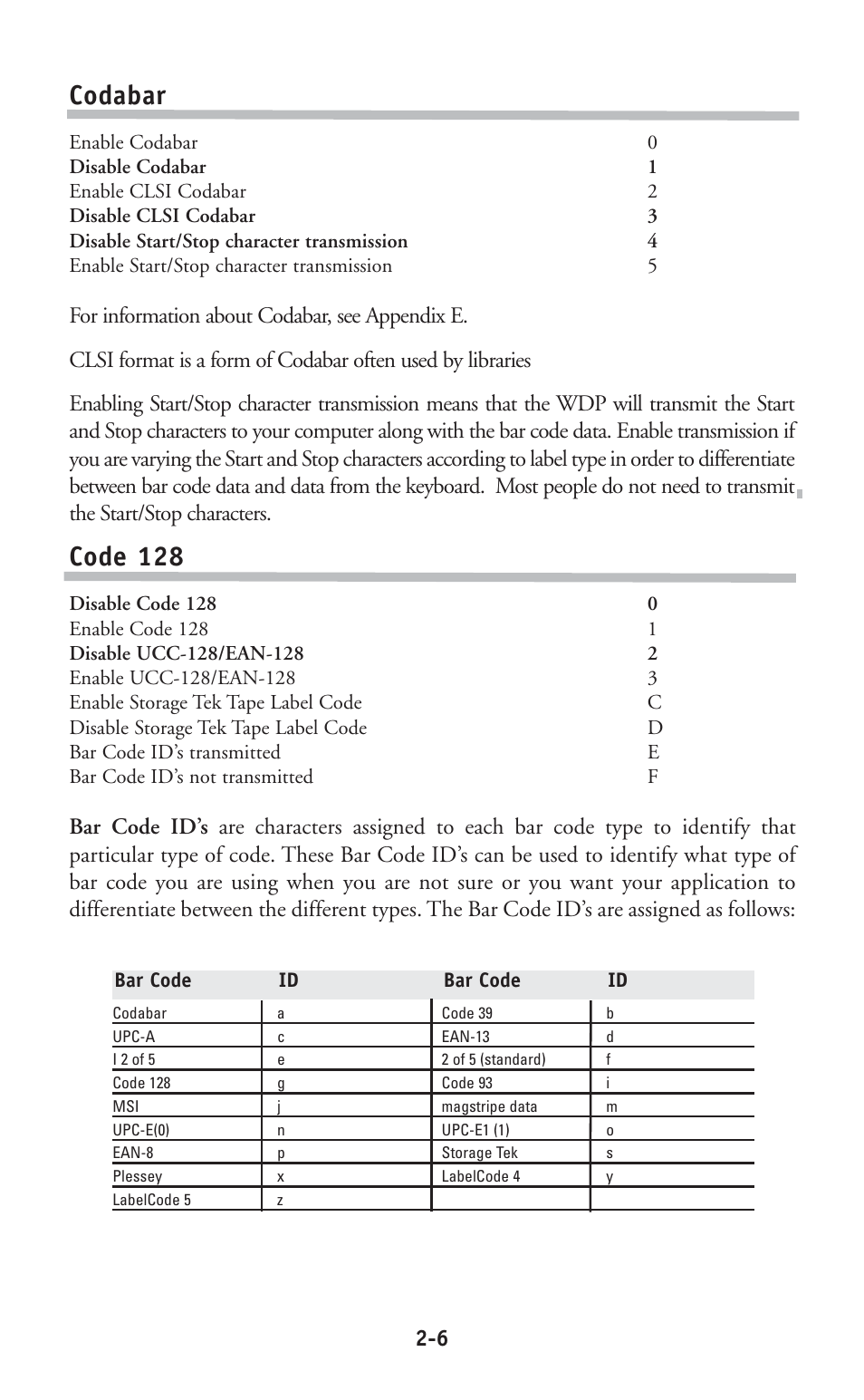 Code 128, Codabar | Worth Data P11/12 User Manual | Page 12 / 59