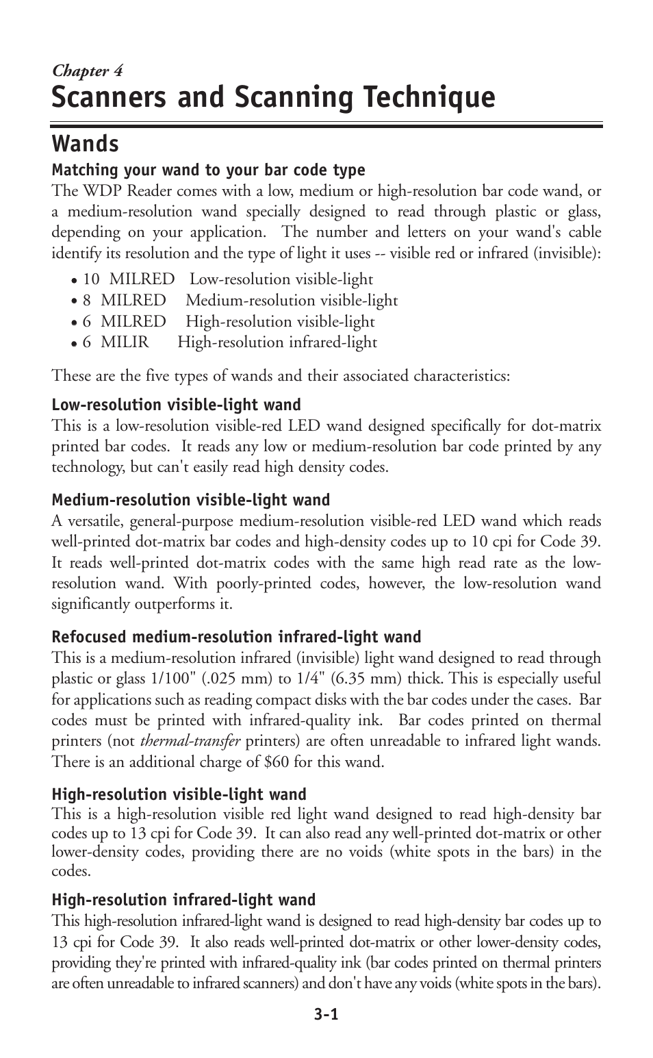 Scanners and scanning technique, Wands | Worth Data P11/12 User Manual | Page 20 / 59