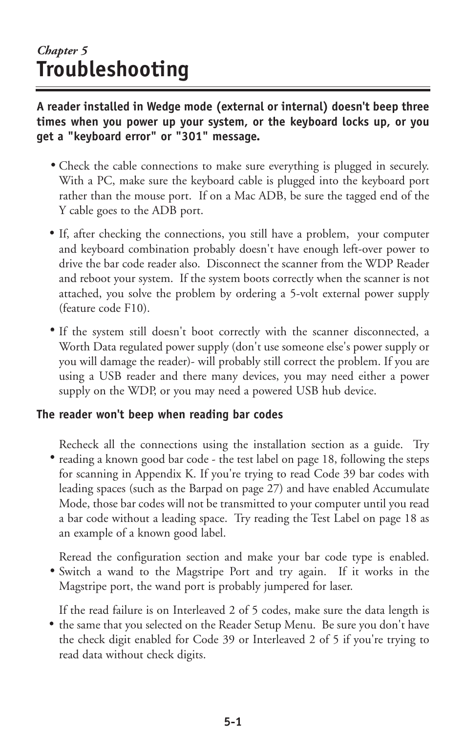 Troubleshooting | Worth Data P11/12 User Manual | Page 32 / 59