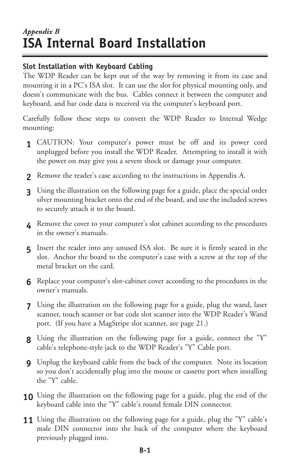 Isa internal board installation | Worth Data P11/12 User Manual | Page 36 / 59