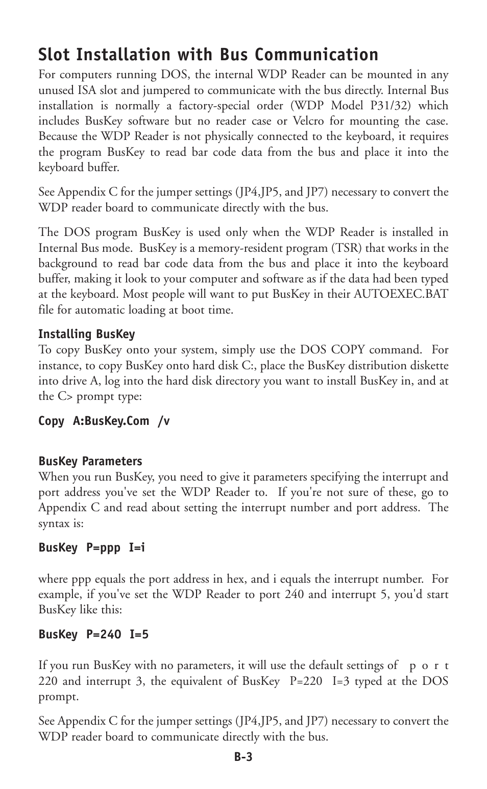 Slot installation with bus communication | Worth Data P11/12 User Manual | Page 38 / 59