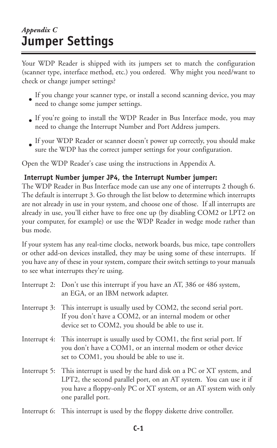 Jumper settings | Worth Data P11/12 User Manual | Page 39 / 59