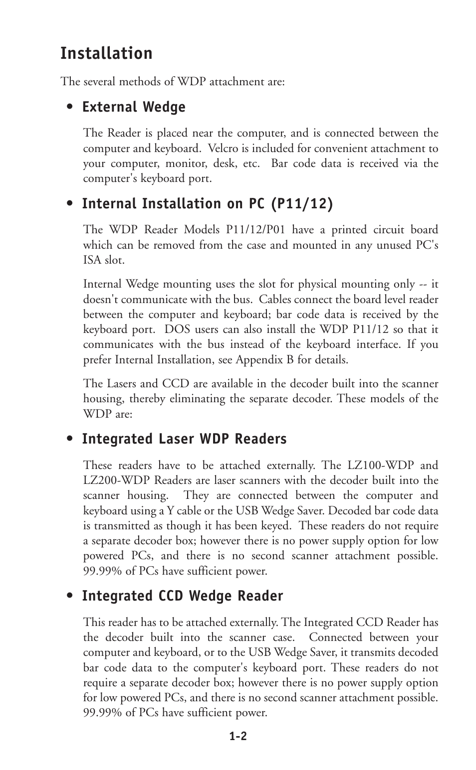 Installation | Worth Data P11/12 User Manual | Page 4 / 59