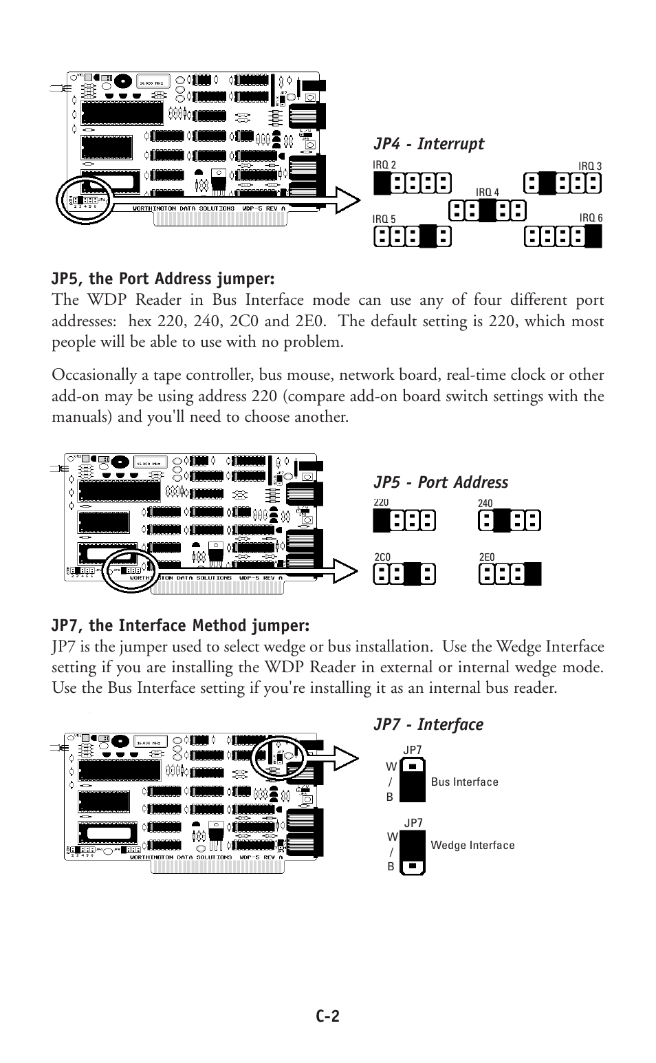 Jp4 - interrupt, Jp7 - interface | Worth Data P11/12 User Manual | Page 40 / 59