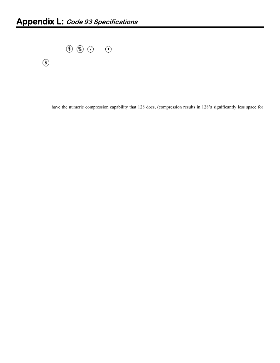 Appendix l: code 93 specifications, Appendix l, Code 93 specifications | Worth Data 5000 User Manual | Page 122 / 126
